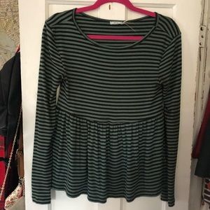 UO Striped peplum long sleeve